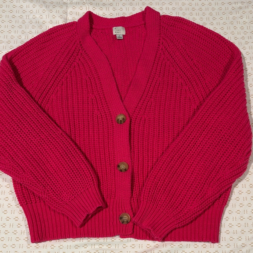 a new day Vibrant Pink Cardigan
